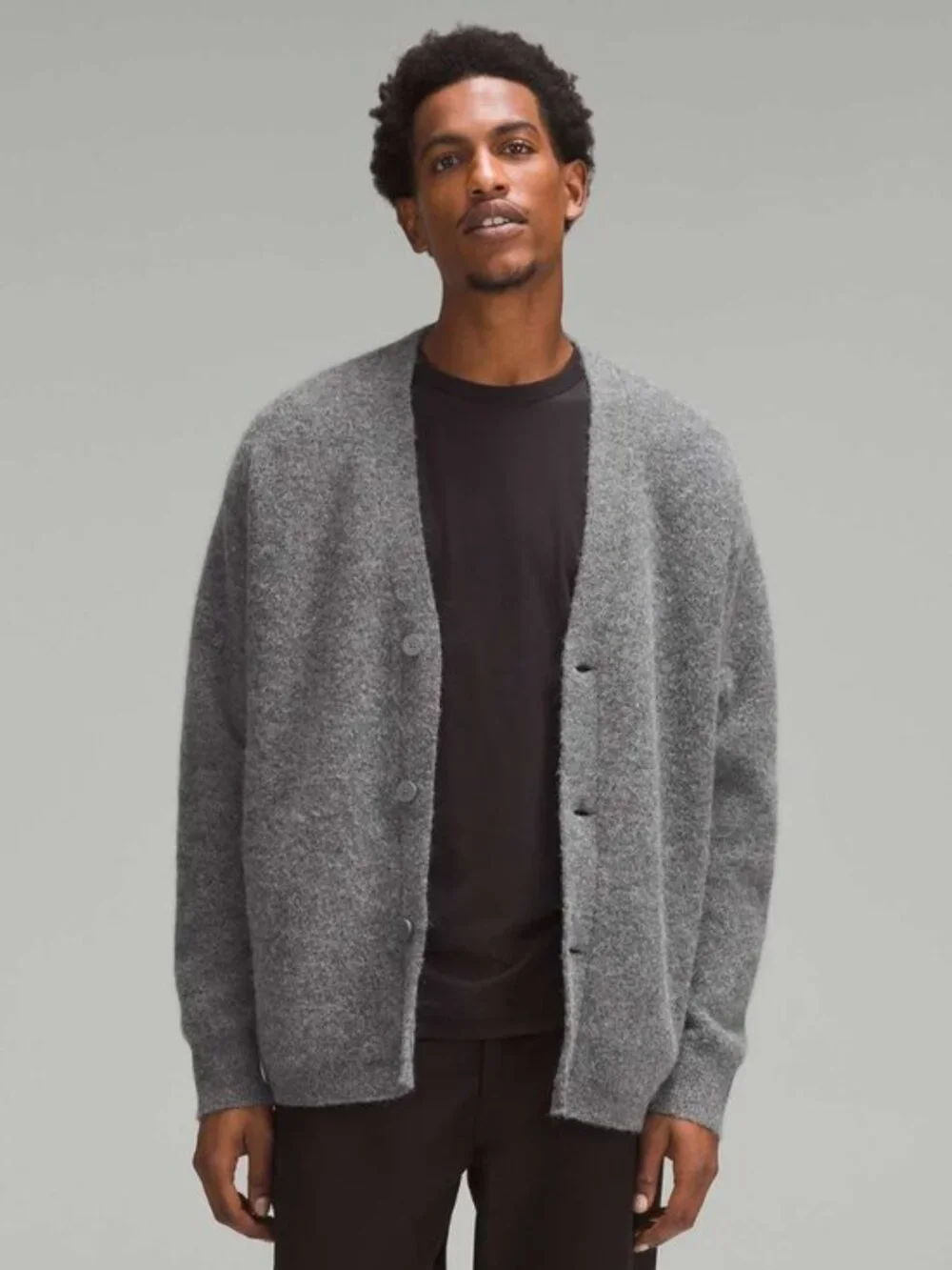 NWT Men's Lululemon Alpaca Wool-Blend Cardigan Sweater M Heathered Asphalt Grey
